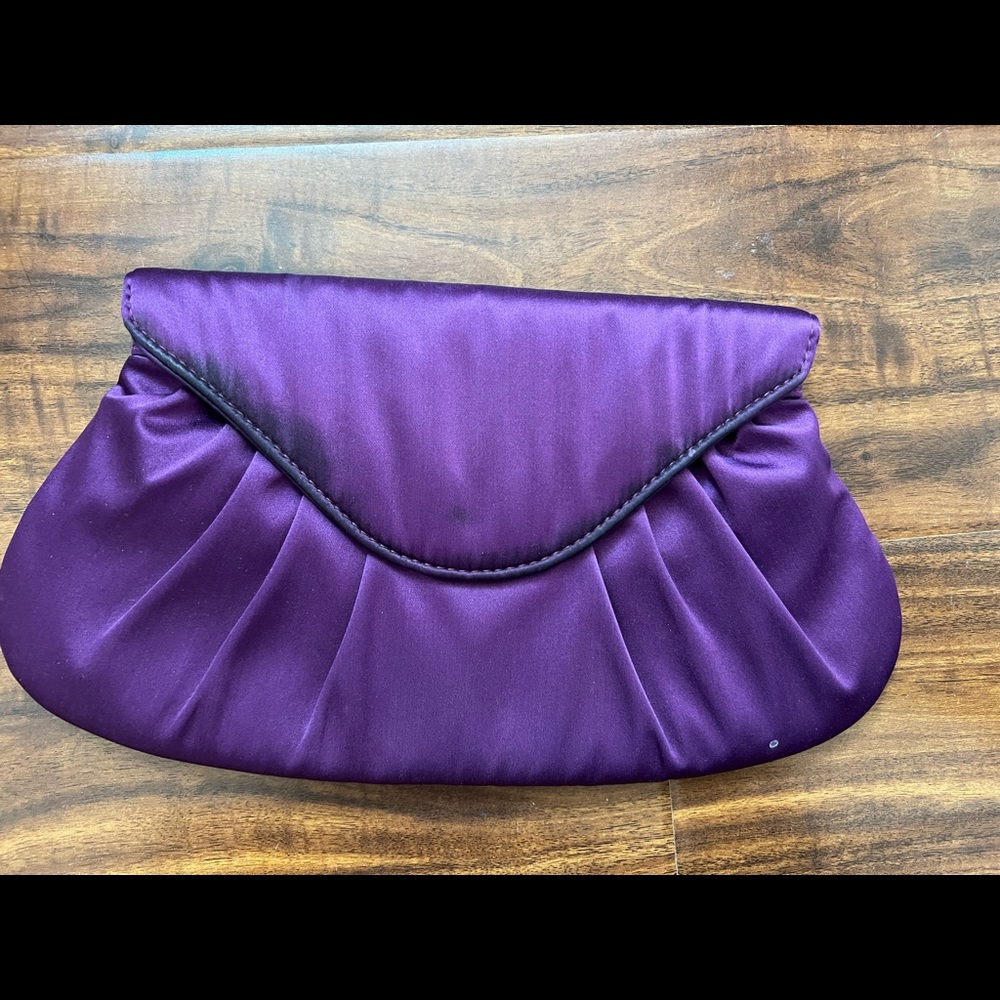 Lauren Merkin purple silk clutch with dust bag